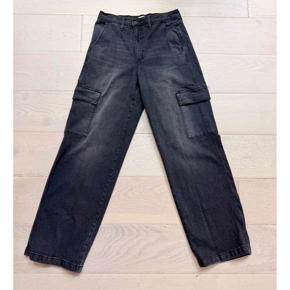 Jessica Simpson Denim - Jessica Simpson Black Cargo Jeans Women Size 4 Wide Leg Utility Denim Pants Y2K